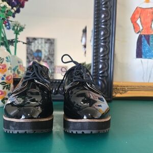 Aldo Glossy Black Lace-Up Loafers